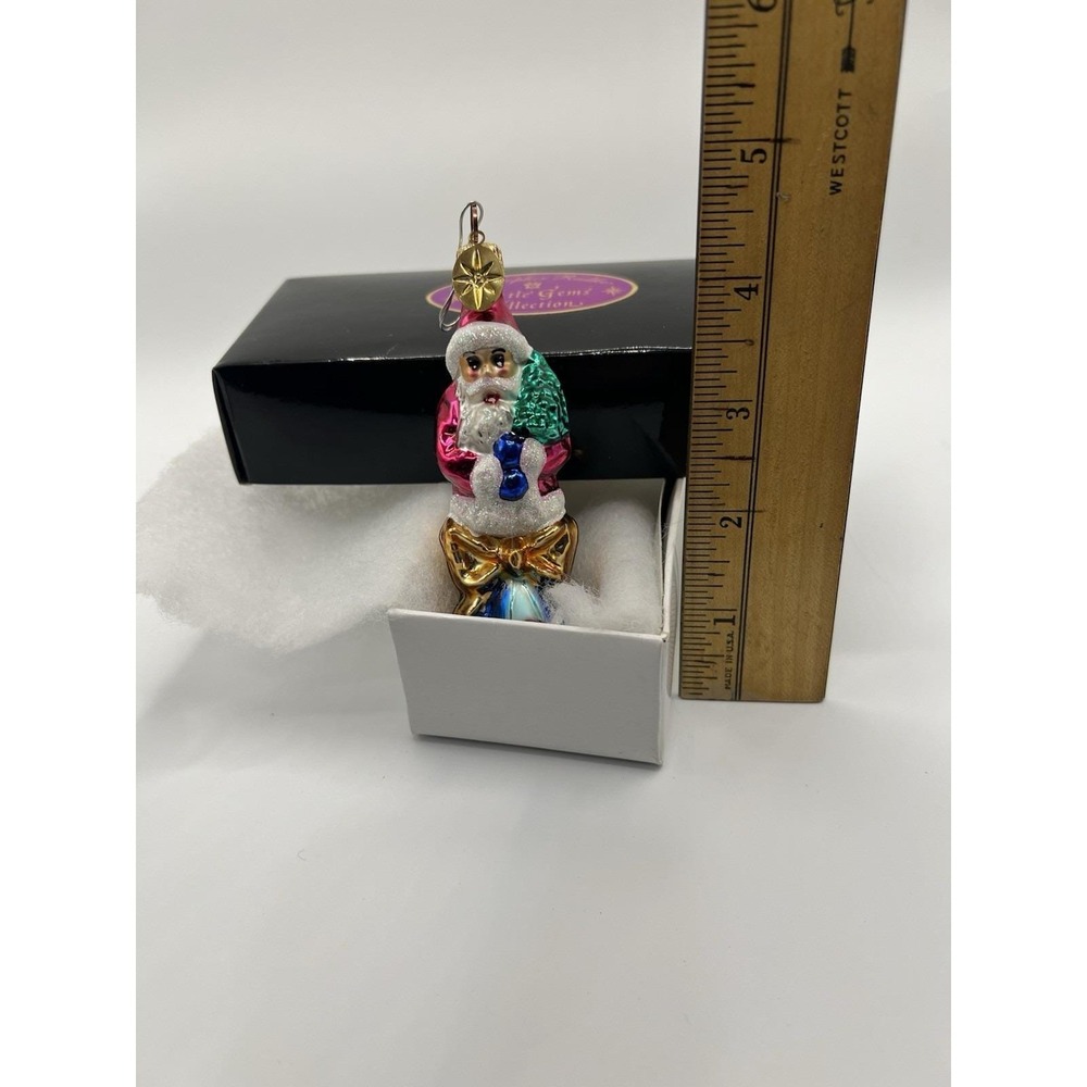 Christopher Radko Little Gem Star Santa Blown Glass Christmas Tree Ornament NIB - Picture 5 of 6